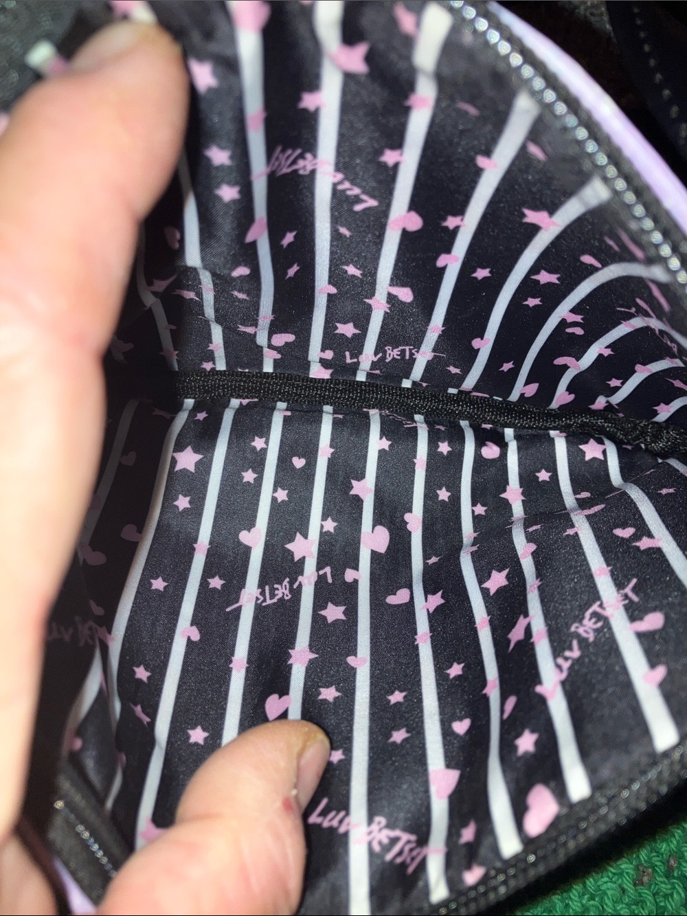 Betsey Johnson LUV Pastel Galaxy Crossbody Bag with Black Trim - Picture 5 of 6